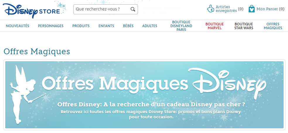 Offres magiques Disney Store : cascade de promos sur les articles Disney