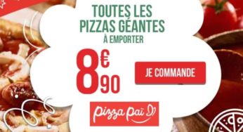 Toutes les grandes Pizza Pai à emporter à 8,90 € (au lieu de 11,9 €-14,9 €) avec un code promo