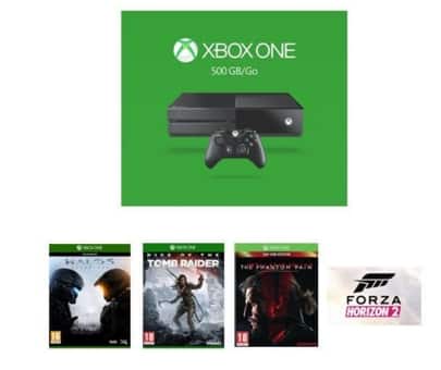 319€ le pack Xbox One 500Go + 4 jeux (Halo 5 + Rise of the Tomb Raider + Metal Gear Solid V + Forza Horizon 2)