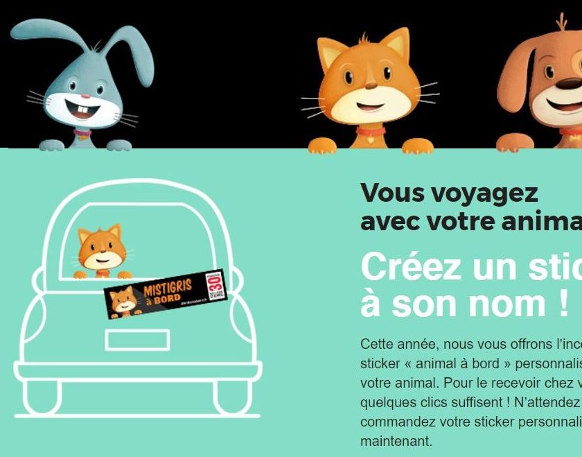 Autocollant Animal à bord GRATUIT