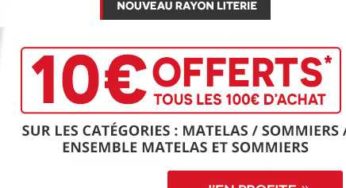 Darty se lance dans la vente de literie et vous offre 10€ tous les 100€ pour l’occasion