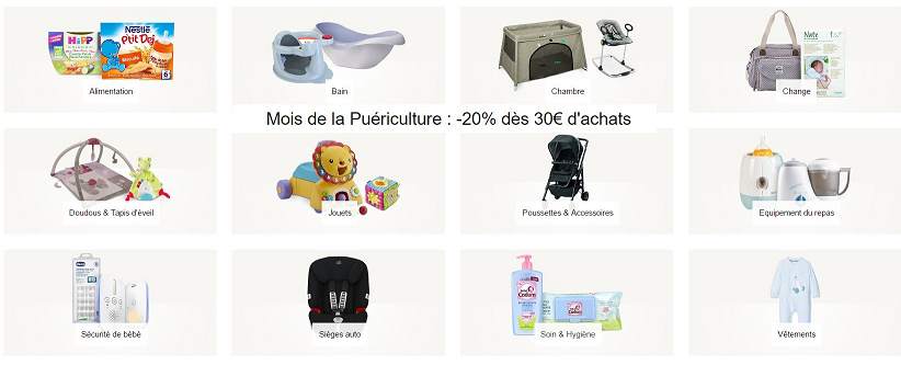 20% de remise sur la petite puériculture dès 30 euros d’achats (Amazon)