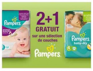 Offre Pampers 2 achetés = 1 offert sur Auchan