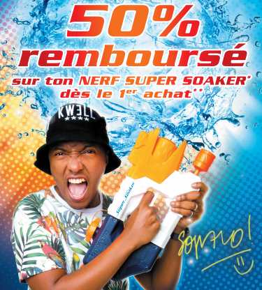 Pistolets Nerf Super Soaker (pistolet à eau) 50% remboursé (ODR 2016)