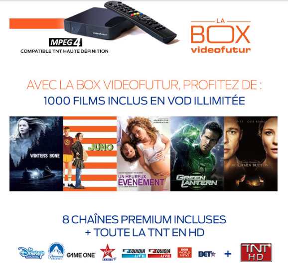 1 an d’ abonnement à la BOX Videofutur pour 12€ au lieu de 120€ !