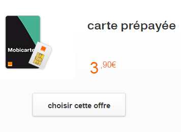 3,9€ carte prépayée Orange Mobicarte avec 5€ de crédit + Wifi Orange + Appel et SMS illimités de 21h à minuit
