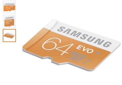 Carte micro SDXC 64Go Samsung EVO à 14,10€ port inclus (48Mo/s)