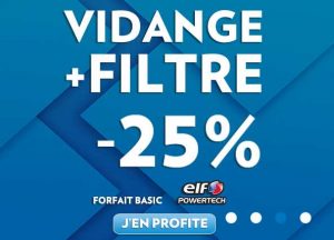 remise sur la vidange et filtre chez Speedy avec Elf