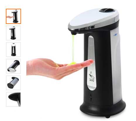 Distributeur de savon automatique pas cher (détecteur infrarouge) moins de 8€ port inclus (noir ou blanc)