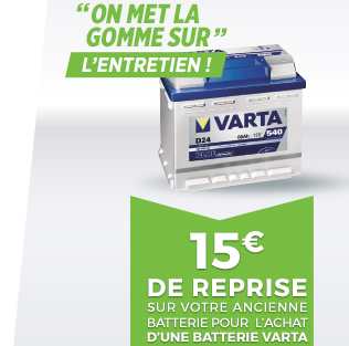 Offre Varta – Feu Vert : reprise 15€ de votre ancienne batterie