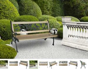 banc de jardin en bois et fonte