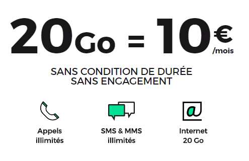 10€ le forfait mobile RED SFR 20Go + Appels & SMS / MMS illimités (sans engagement – à vie)