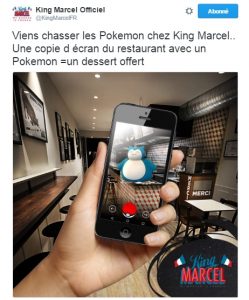 1 Pokemon GO chassé = 1 dessert gratuit chez King Marcel