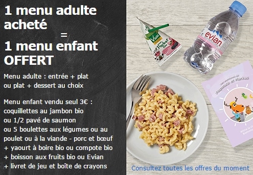 1 menu enfant Ikea gratuit pour 1 repas adulte acheté