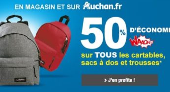 Rentrée scolaire Auchan : 50% sur la carte pour l’achat de sac, cartable ou trousse