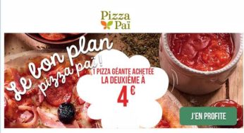 1 pizza à emporter Pizza Pai achetée 🍕= la seconde à 4 € (Géante)
