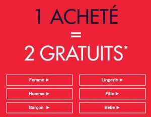 2 articles gratuits dans le déstockage Kiabi 