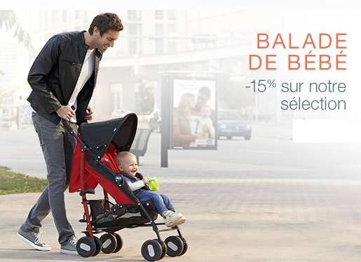 Balade de bébé : -15% sur les poussettes, sièges auto, porte-bébés et accessoires