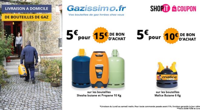 Bon d’achat livraison de bouteilles de gaz Gazissimo