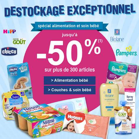 Déstockage alimentation bébé & soin bébé sur Auchan (jusqu’à -50%)