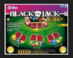 1€ la carte à gratter illiko Black Jack