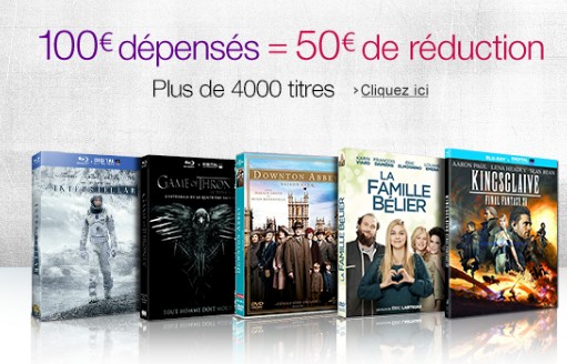 Bon plan Blu-Ray / DVD : 100€ d’achats = 50€ de remises immédiates