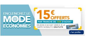 15€ offert tous les 100€ d’achats sur Norauto