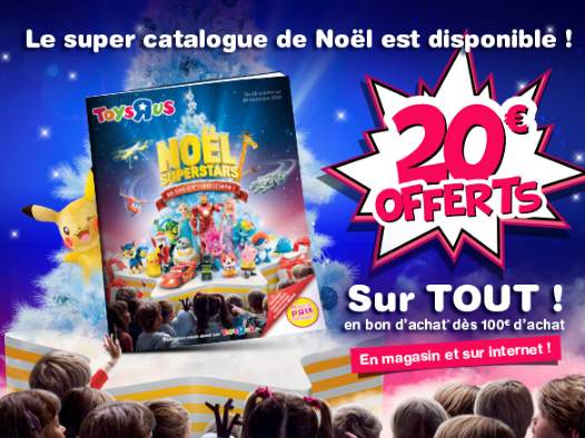 20€ offerts dès 100€ d’achats sur Toys’R US (pendant 1 semaine) en 1 bon d’achat