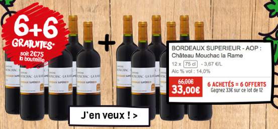 Foire aux vins ChronoDrive 33€ les12 Bordeaux supérieur
