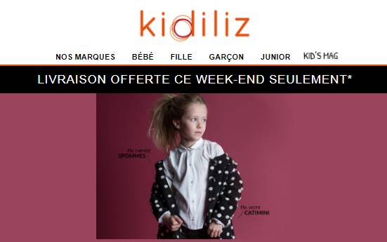 Livraison gratuite sur Kidiliz sans mini 