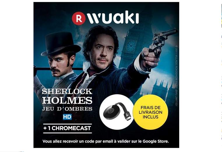 Le film Sherlock Holmes + 1 Chromecast 2 à moins de 21€ port inclus (Priceminister – Wuaki)