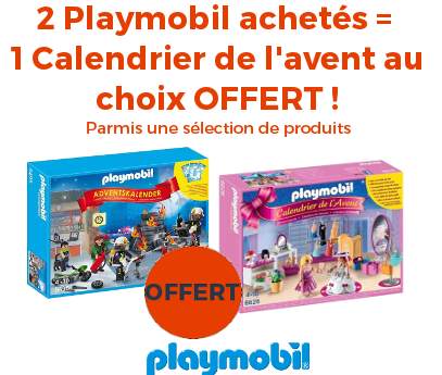 Calendrier de l'avent Playmobil offert au choix pour 2 boites achetées