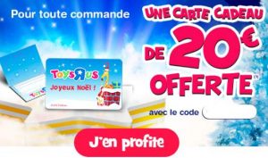 100€ d’achats = 1 carte cadeau de 20€ offerte sur Toys’R US 