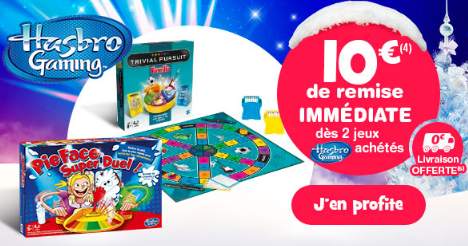 2 jeux Hasbro Gaming achetés = 10€ de remise immédiate