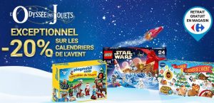 20% sur les calendriers de l’avent Lego, Playmobil, Vtech et Cars