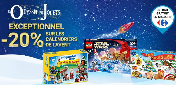 Carrefour : -20% sur les calendriers de l’avent Lego, Playmobil, Vtech et Cars