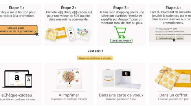 30€ en chèque-cadeau Amazon acheté 6€ offert