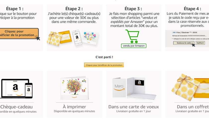 30€ en chèque-cadeau Amazon acheté 6€ offert