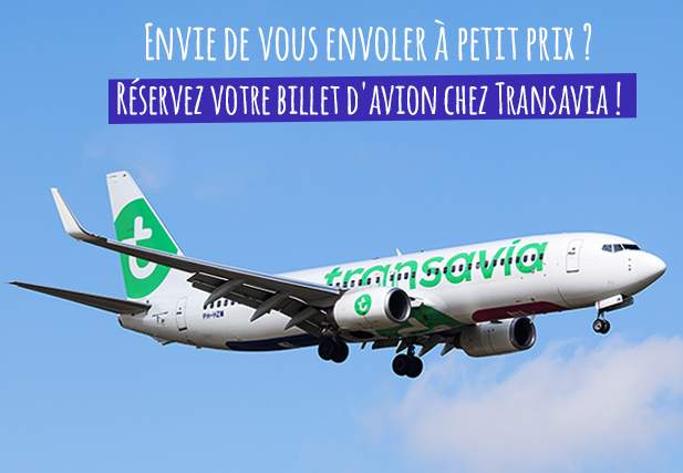 Billet avion Transavia moins cher : 15€ le bon de 30€ pour un vol Espagne ou Italie au départ ou arrivée de Paris ou Nantes