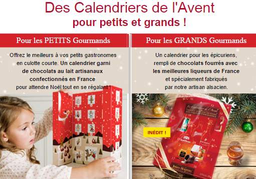 Calendrier de l’Avent gourmand pas cher pour petit/grands (et -10€ dès 50€ et livraison gratuite)