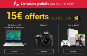 Console, PC & Photo FNAC = 15€ offerts tous les 100€ d’achats