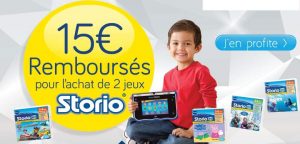 2 jeux Storio achetés = 15€ remboursés