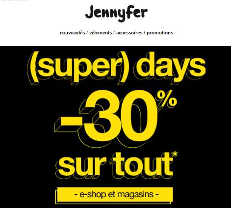 (Super) Black Friday Jennyfer 30% de remise 