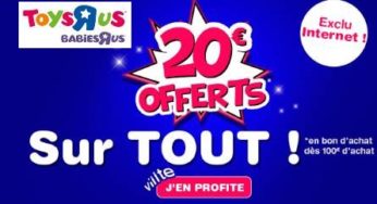 Aujourd’hui seulement Toys’R US offre 20€ pour 100€ d’achat