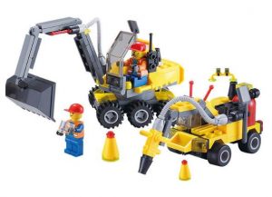 Véhicules de chantier + personnages type Lego à moins de 8€