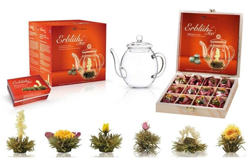 coffret fleurs de thé + théière