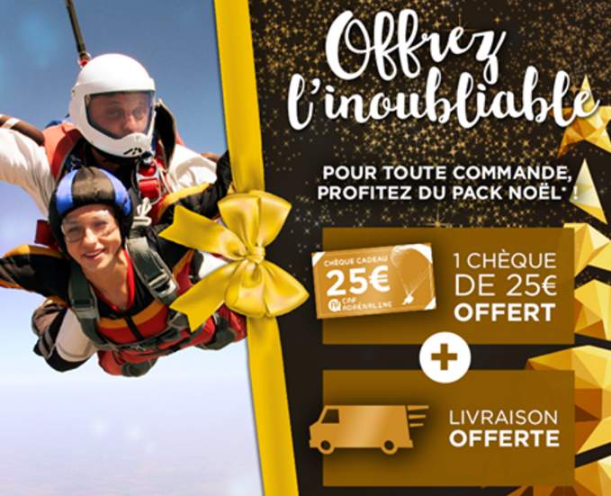 Cap Adrénaline : 1 chèque cadeau 25€ acheté = 1 chèque cadeau 25€ offert