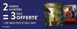 2 Blu-Ray (ou DVD) achetés = le 3ème offert 