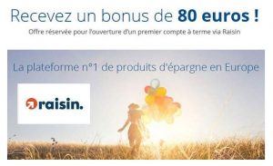 Compte épargne Raisin : 80€ offert