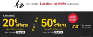 FLASH FNAC 20€ offerts dès 150€ ou 50€ offerts dès 400€